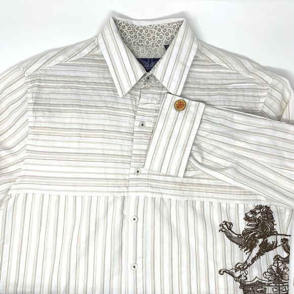 English Laundry Hand Sewn Beige Long Sleeve Button Up Men's Shirt Size L - Picture 2 of 13